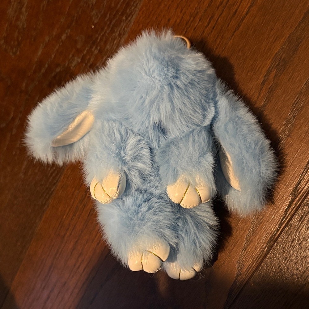 Fluffy Blue Bunny Keychain Bag Charm